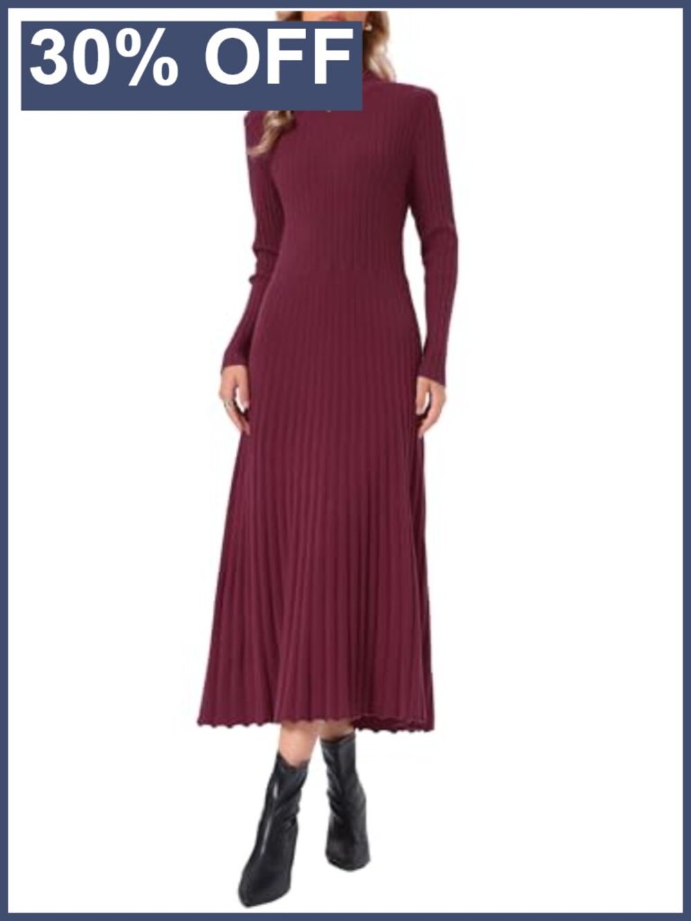 Allegra K Pleated Sweater Dress Long Sleeve Bodycon Maxi Dress